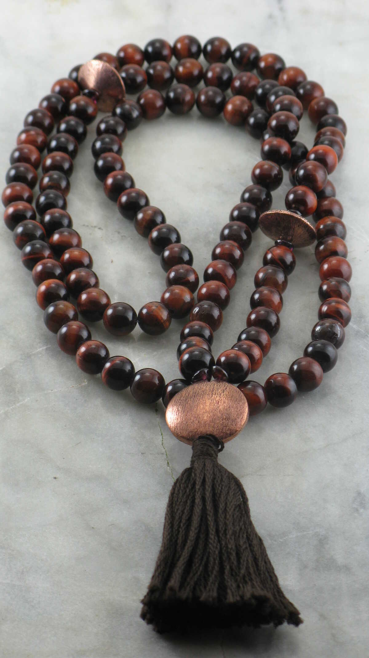 Botswana Agate Bracelet Necklace 8-mm Beads with a Beaded Tassel 1185 Mala Prayer Beads 108 and Guru