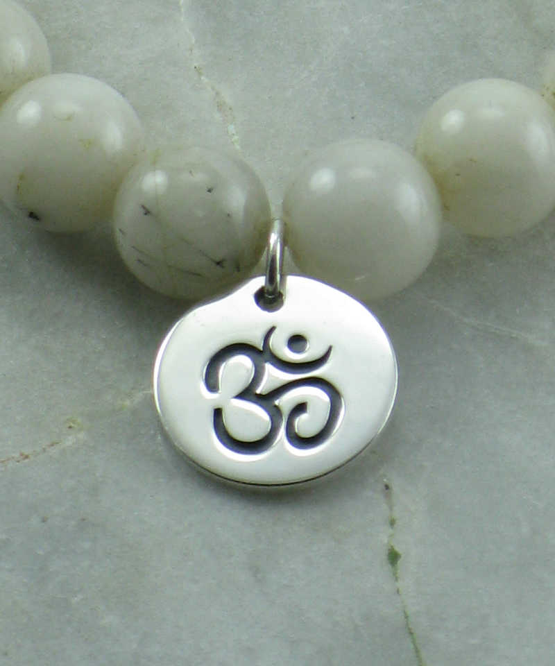 Bracciale Mala Regolabile Con Simbolo OM E Pietre Naturali Tormalina Anguria, Per Meditazione E Yoga, OasyMala