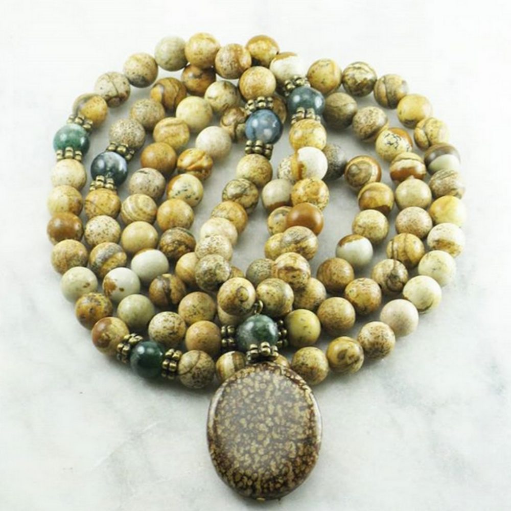 Bohemian Mala Necklace 108 Mala Beads Buddhist Prayer Beads