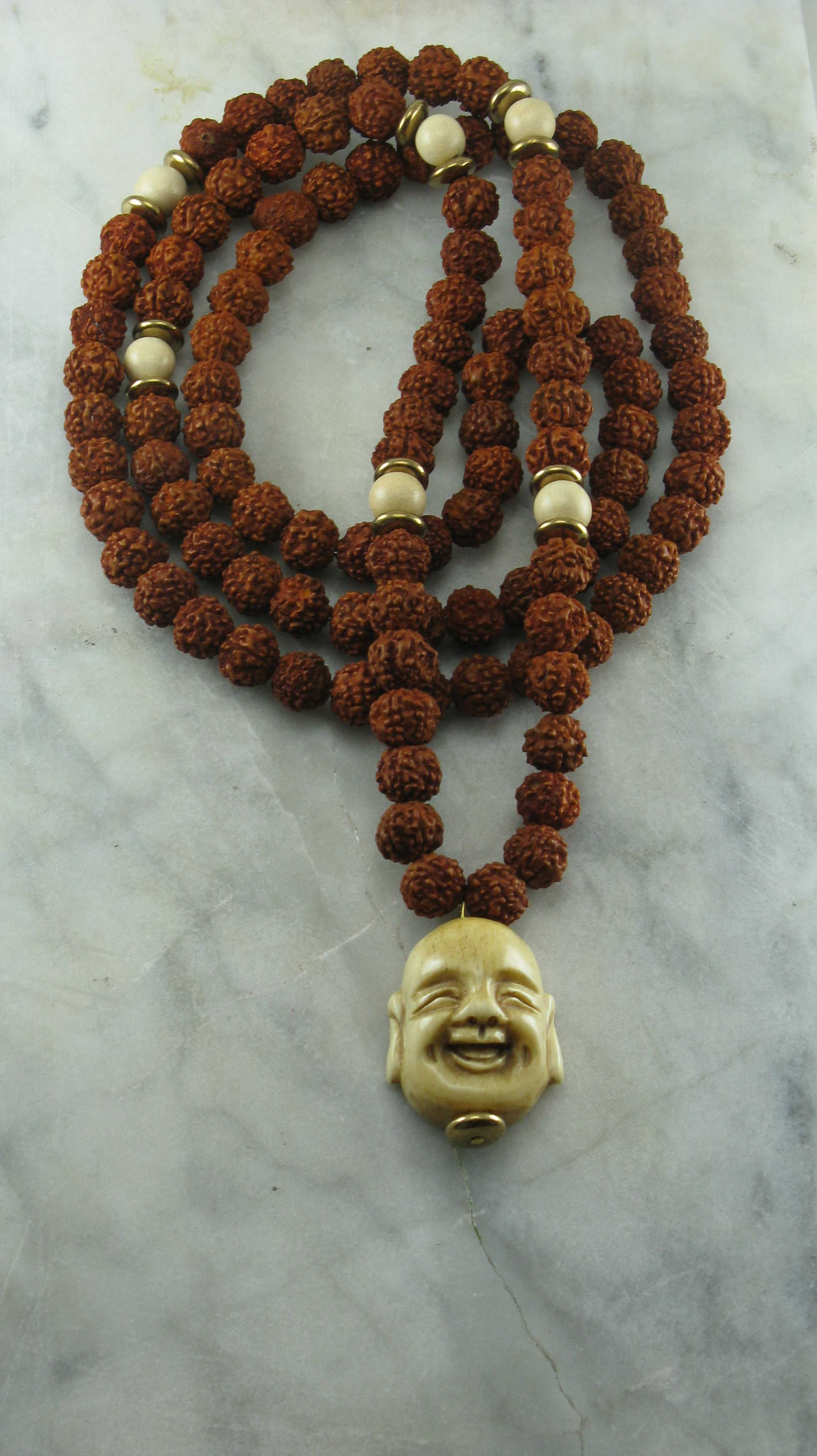 wooden buddha beads necklace