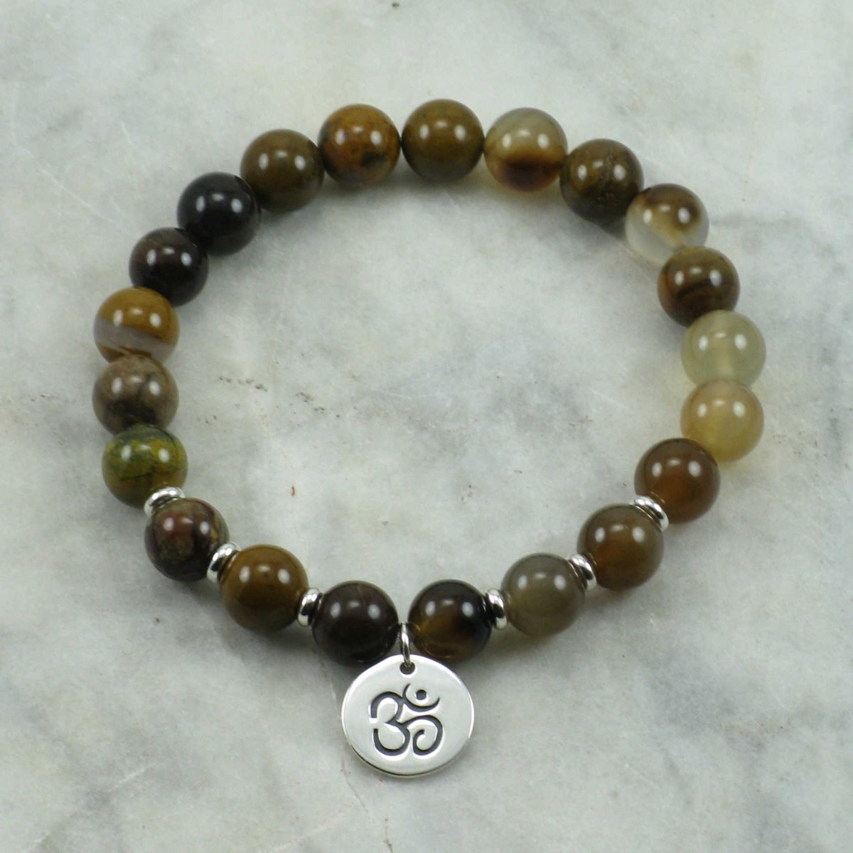 Akasha Mala 21 wood agate mala beads, Buddhist prayer beads