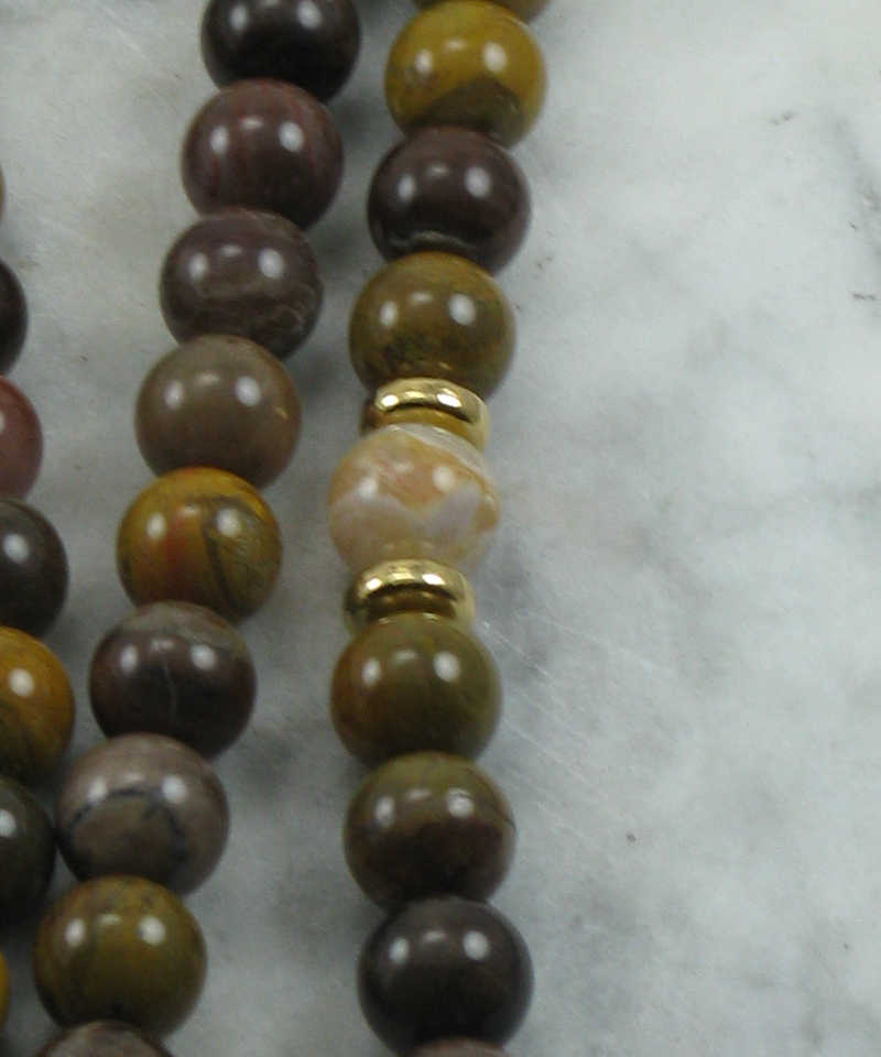 Brown Wooden Polished Beaded Necklace With Blue Knotted Yarn For Women - Wood Handmade Fashion Bead Jewelry