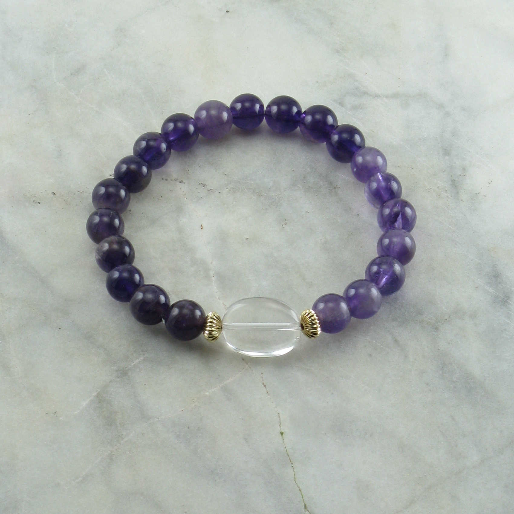 Ayurvedic Earth Mala Bead Bracelet | 21 amethyst mala beads