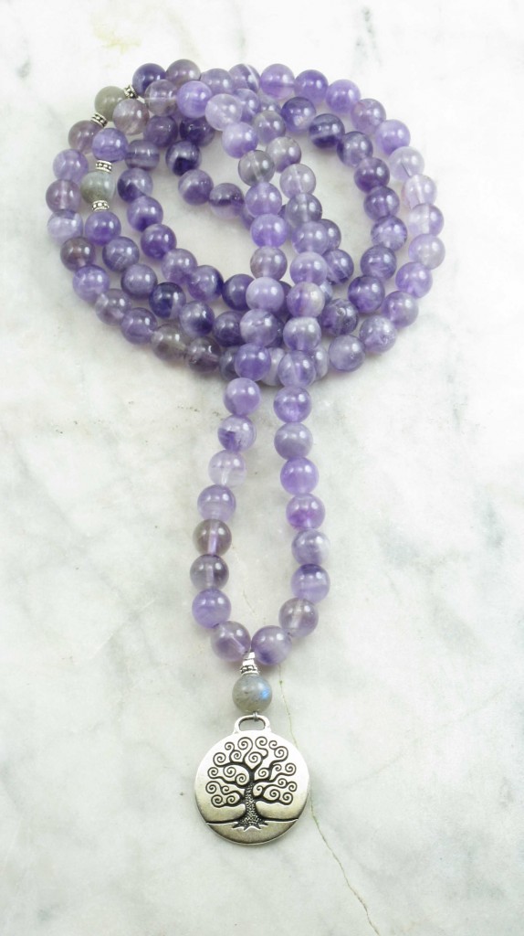 customize necklace your Mala beads, Violets mala Necklace  108  Buddhist amethyst