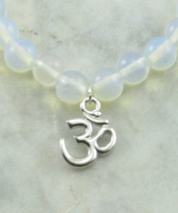 Moon Mala Bracelet | 21 moonstone mala beads, OM charm