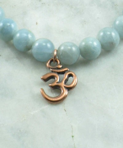 Sea Mala Bead Bracelet | 21 aquamarine mala beads