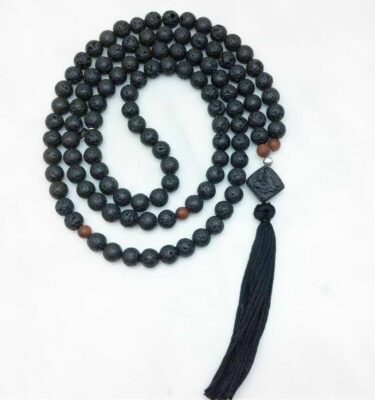 black lava mala beads