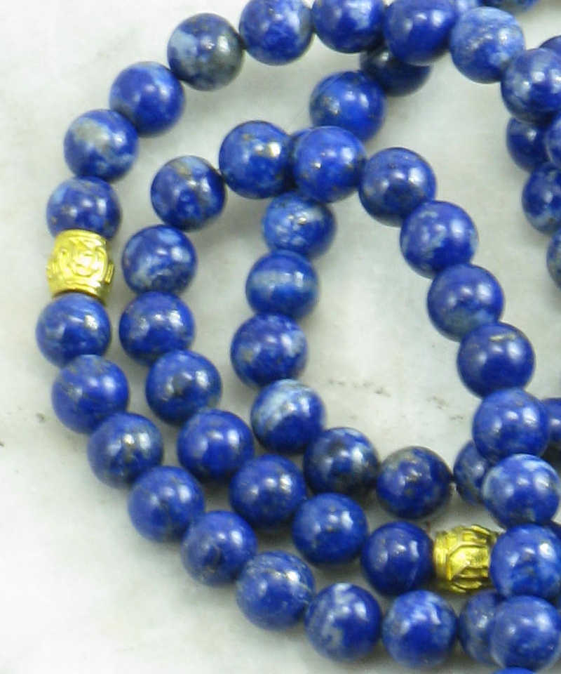 Raja Wrist Mala Beads | 108 lapis wrap mala beads