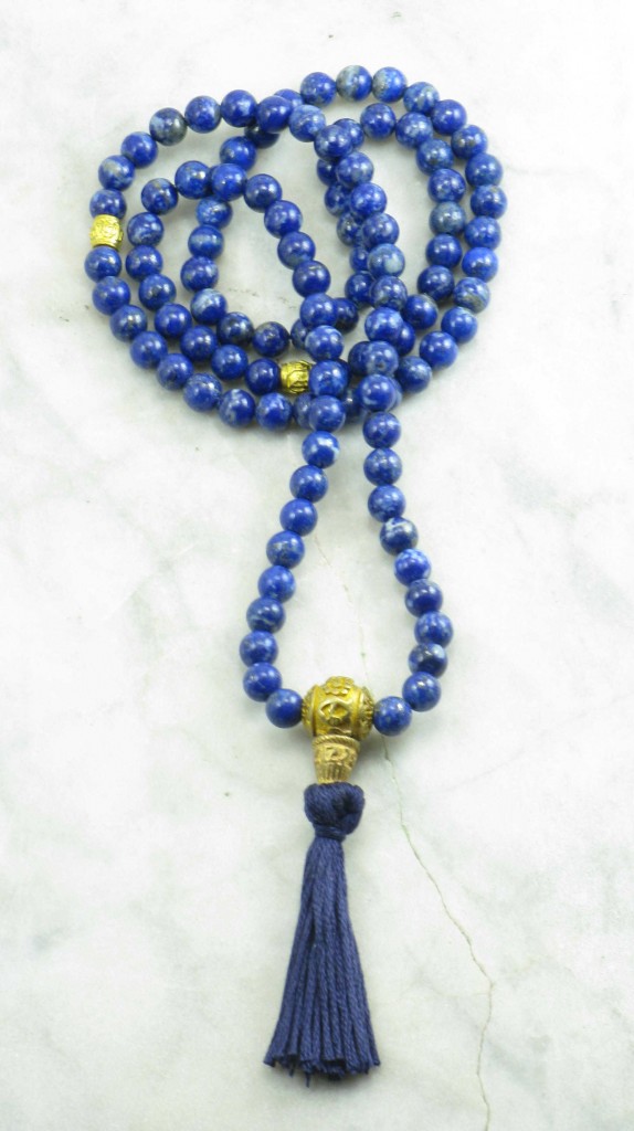 Raja Wrist Mala Beads 108 lapis wrap mala beads
