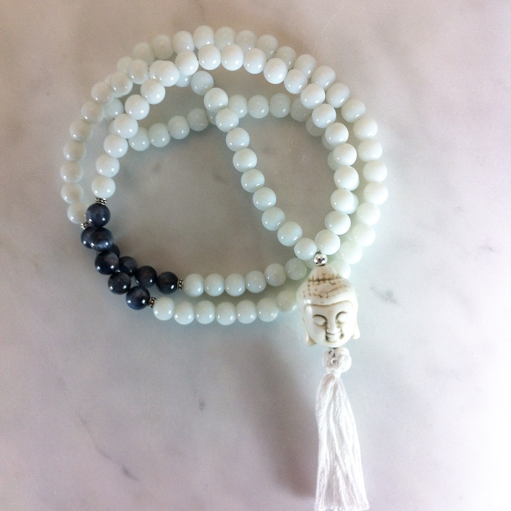 White Jade Mala Necklace | 108 mala beads, Buddhist prayer beads