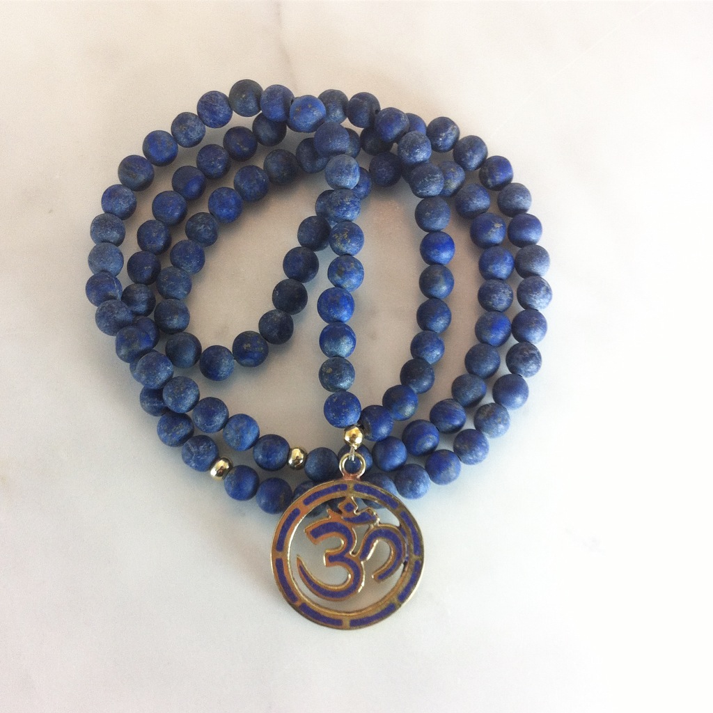 Lapis and OM Mala Necklace | 108 mala beads, Buddhist prayer beads