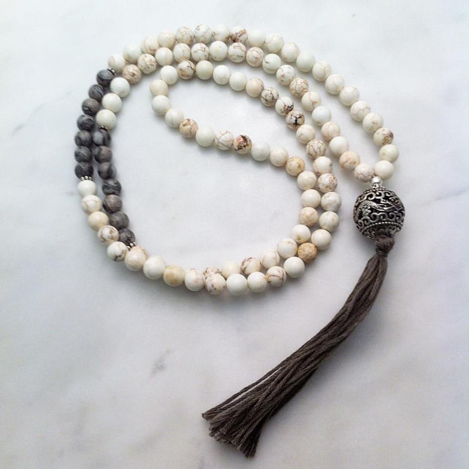 Mala Beads Magnesite - Sahasrara Mala for Yoga and Meditation