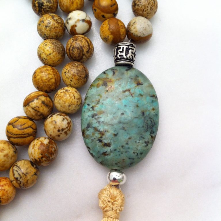 Mala Beads Picture Jasper Wholeness Mala for Yoga and Meditation