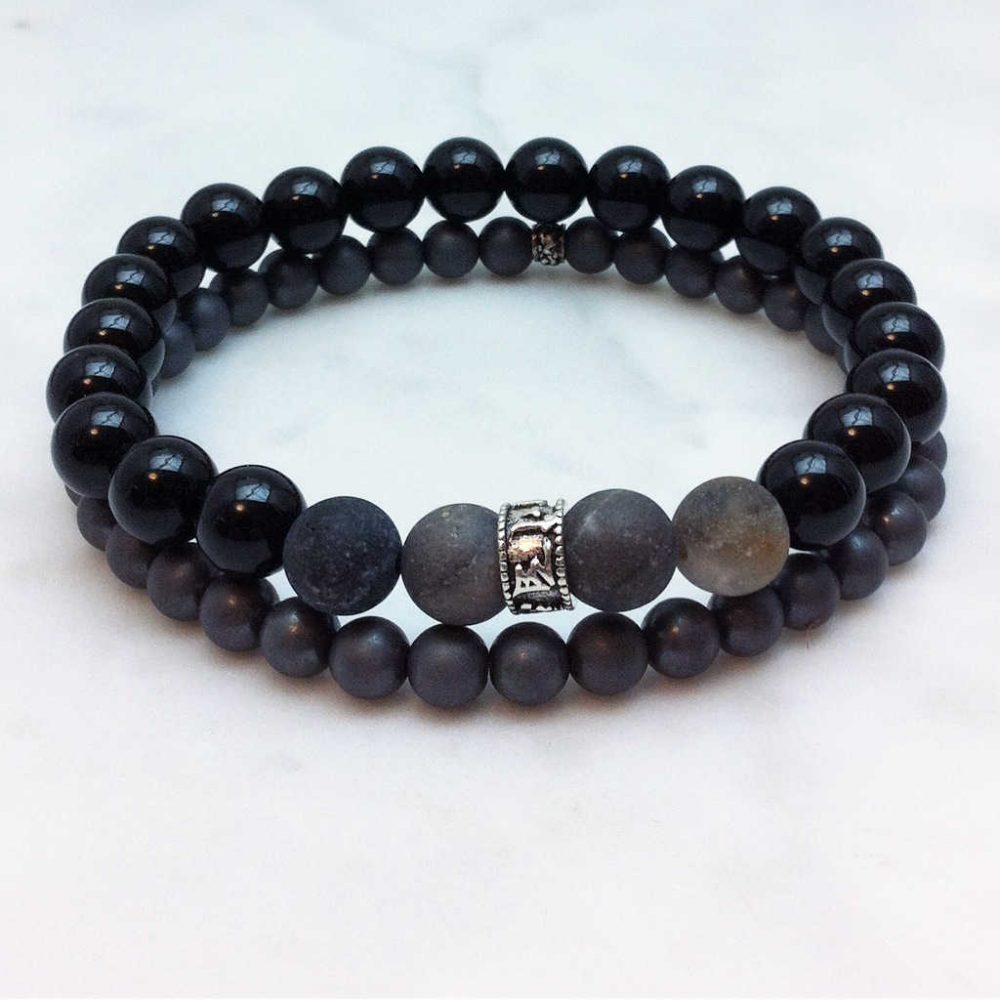 Inner Strength Mens Mala Bracelet | Black Onxy for Grounding and Calm